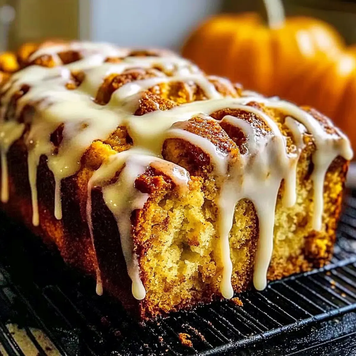 Cinnamon Roll Pumpkin Bread with Cream Cheese Glaze
