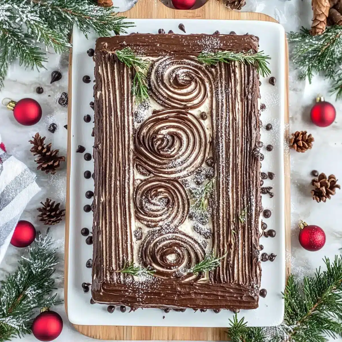 Delicious Christmas Yule Log Sheet Cake