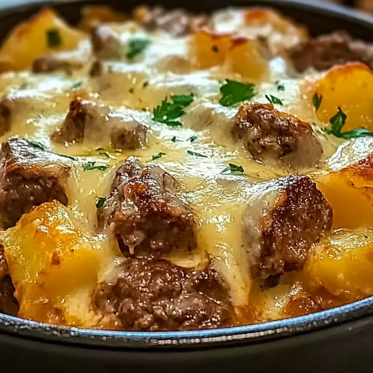 Slow Cooker Steak and Cheddar Potato Casserole