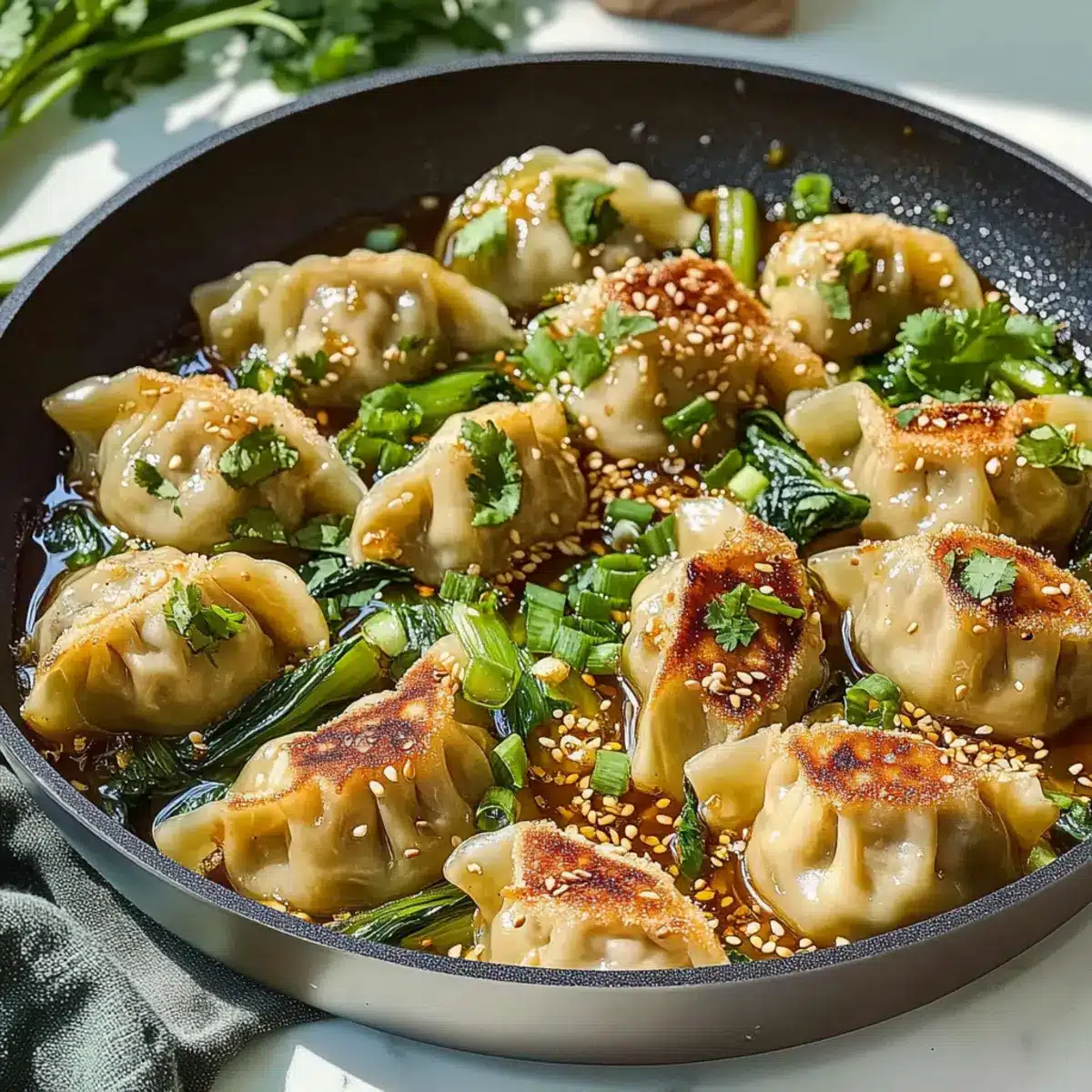 One Pan Dumpling Dinner