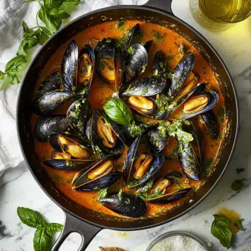 Steamed Mussels in Tomato Cream Sauce