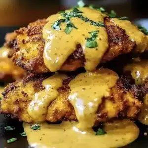 Pretzel Chicken with Mustard-Cheddar