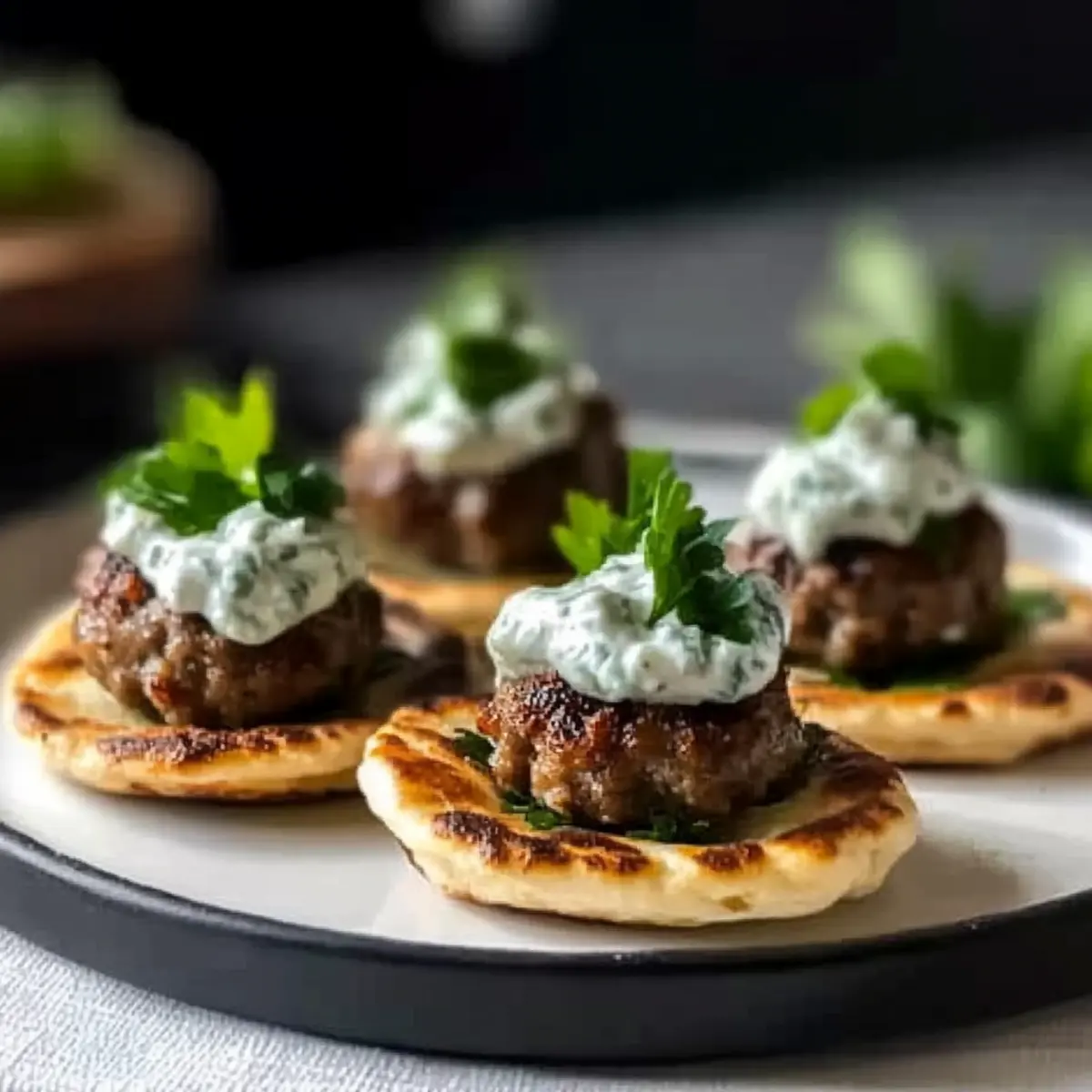 Mini Greek Meatball Bites with Tzatziki