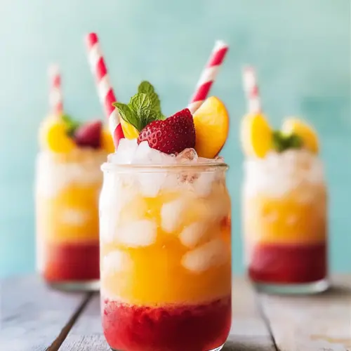 Roasted Peach and Strawberry Fizz
