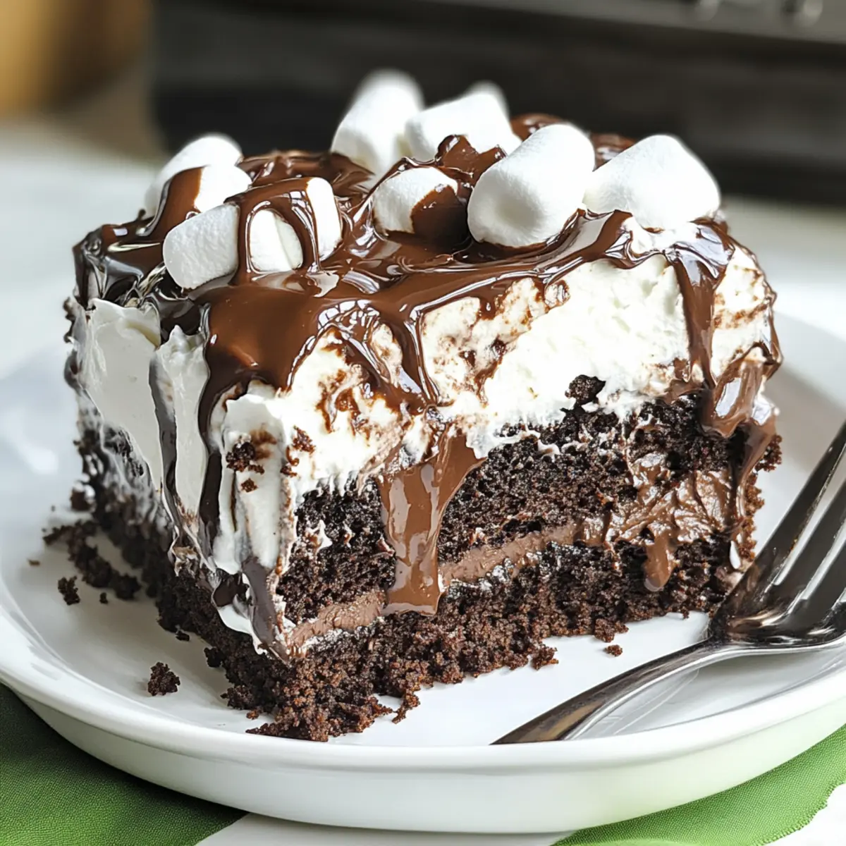 Marshmallow Chocolate Poke Cake
