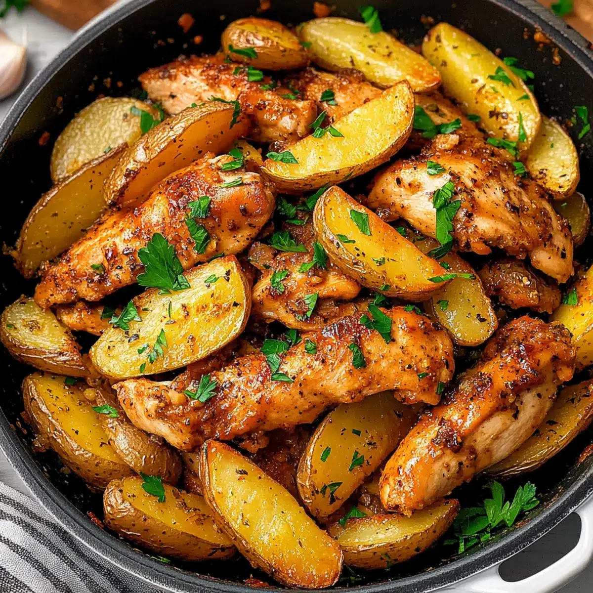 Garlic Chicken and Potatoes Skillet