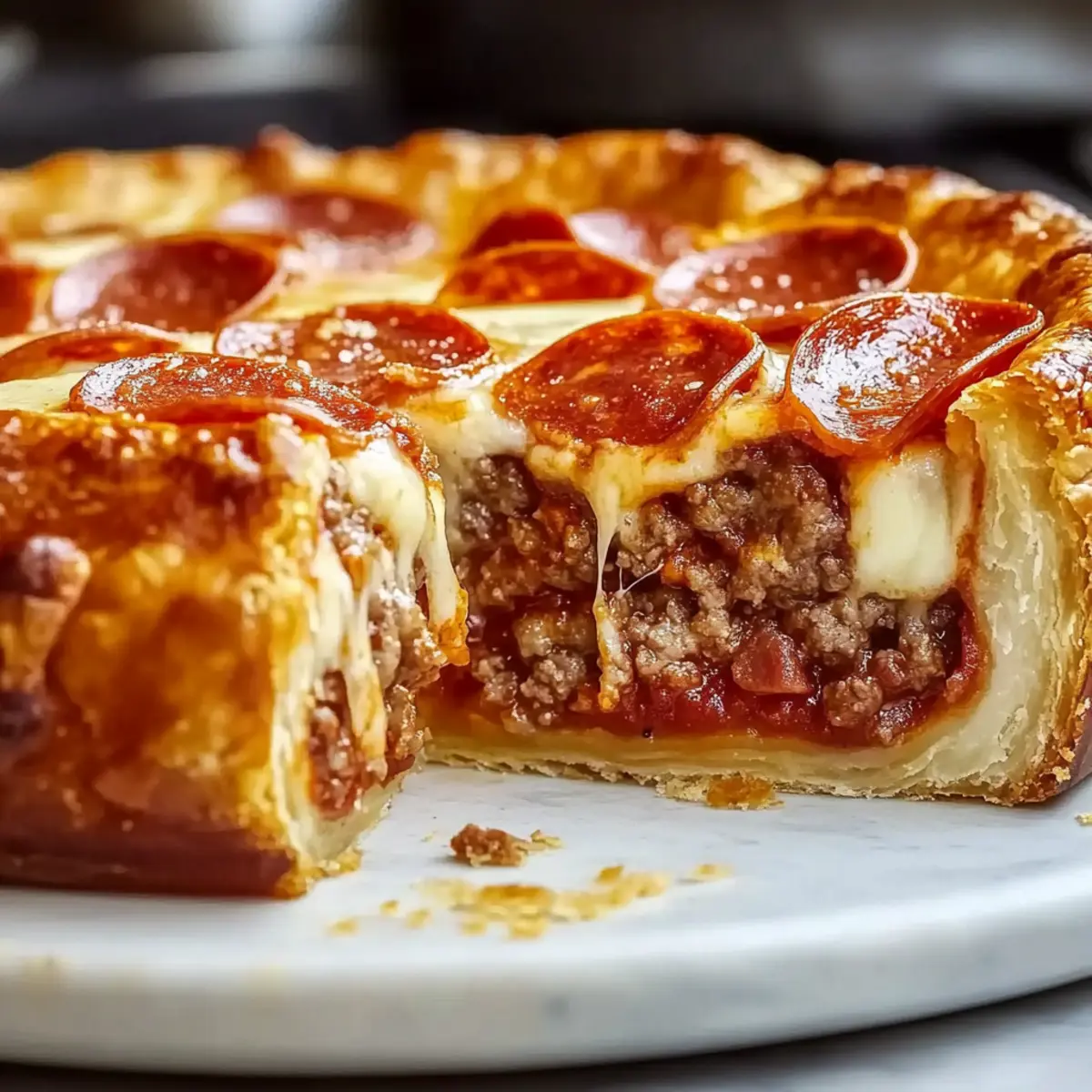 Hamburger Beef Sausage & Pepperoni Pie