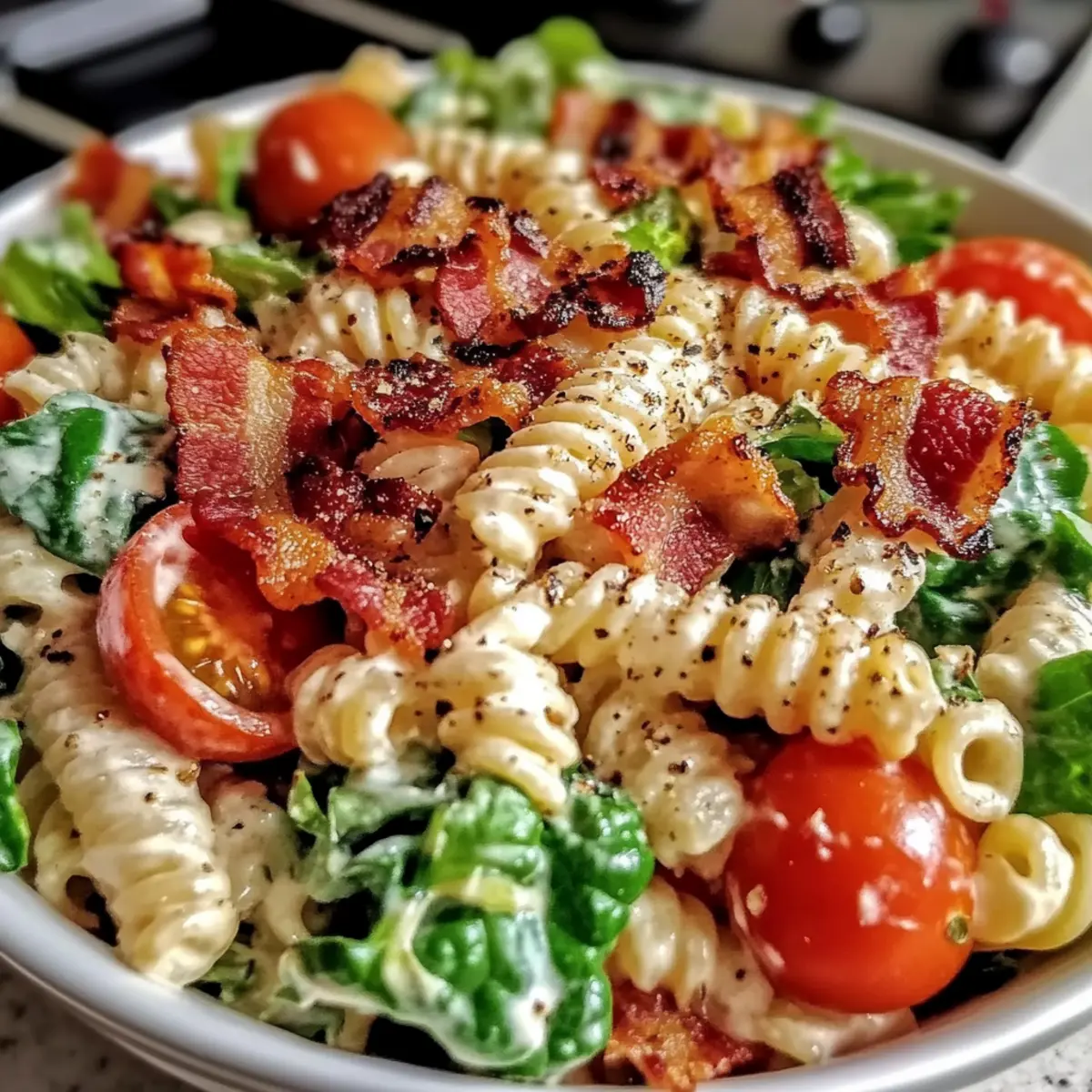 Crispy Creamy BLT Pasta Salad