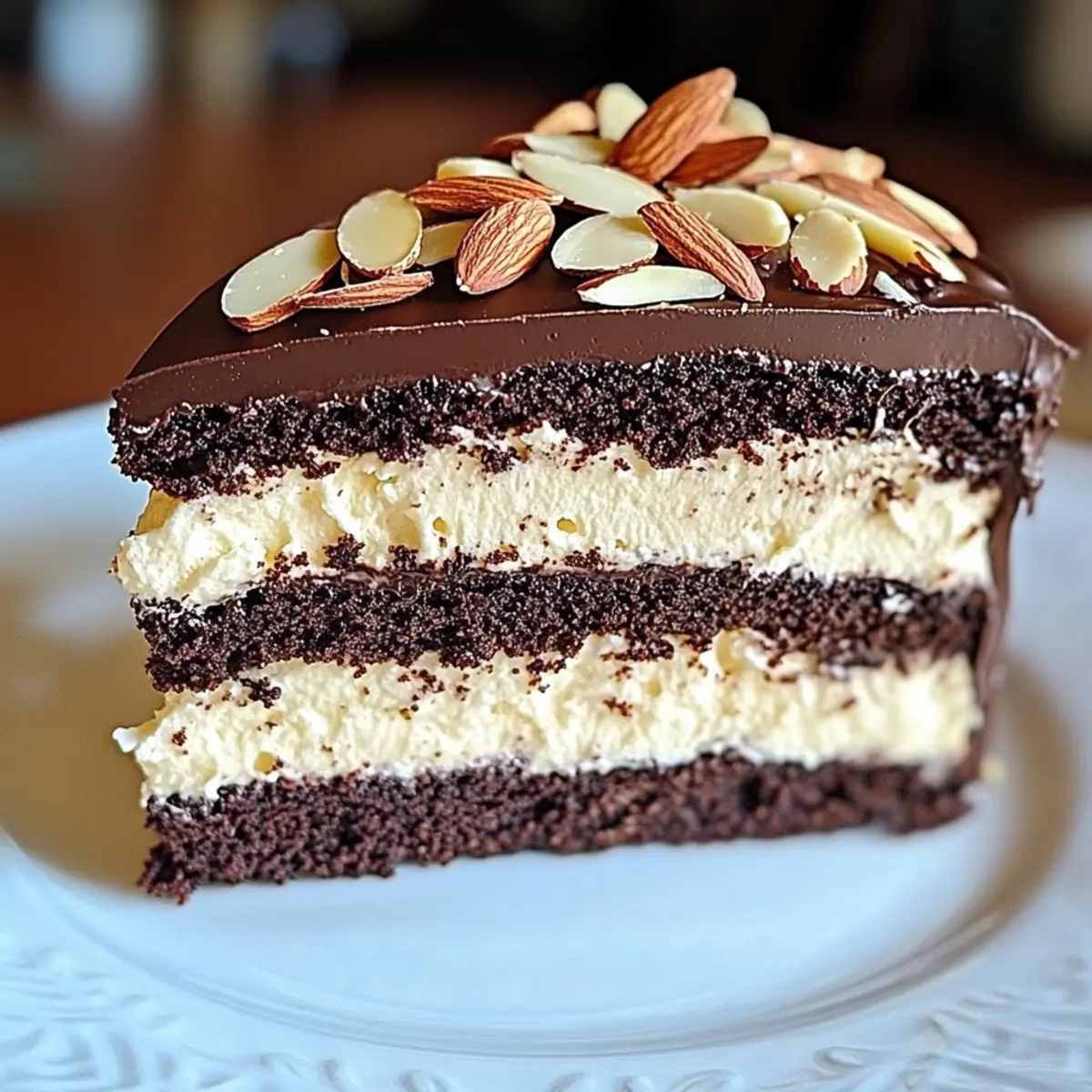 Velvety Chocolate Almond Layer Cake Delight