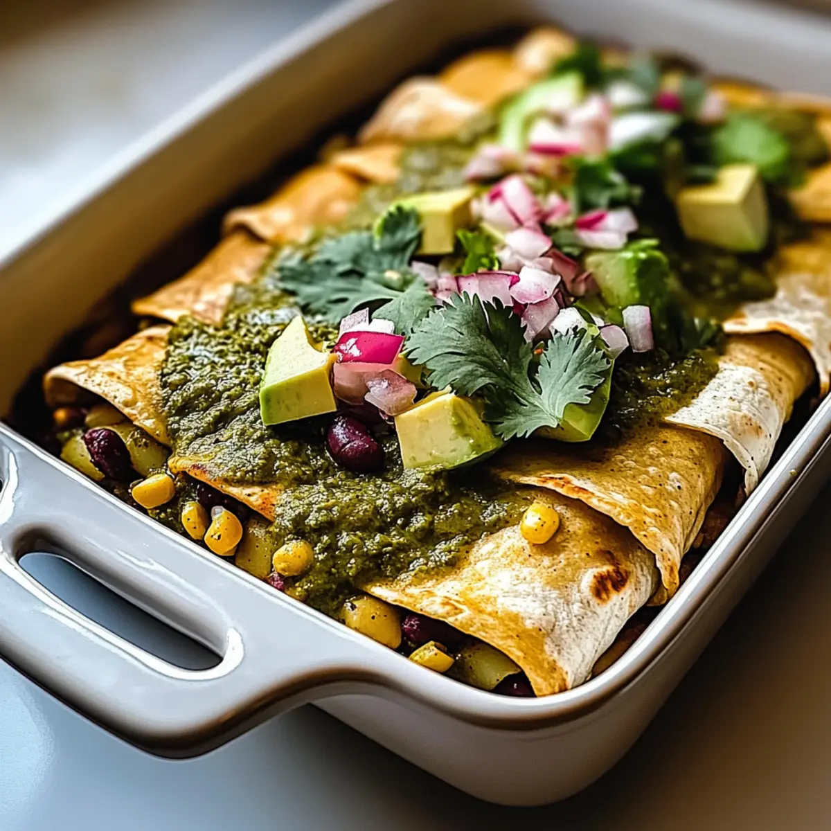 Comforting Potato Green Chili Enchiladas