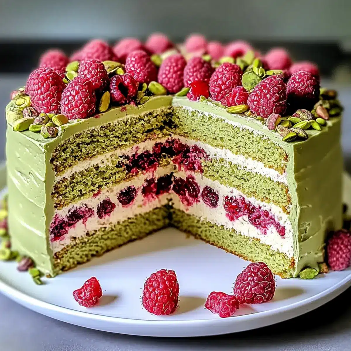 Pistachio Raspberry Cake