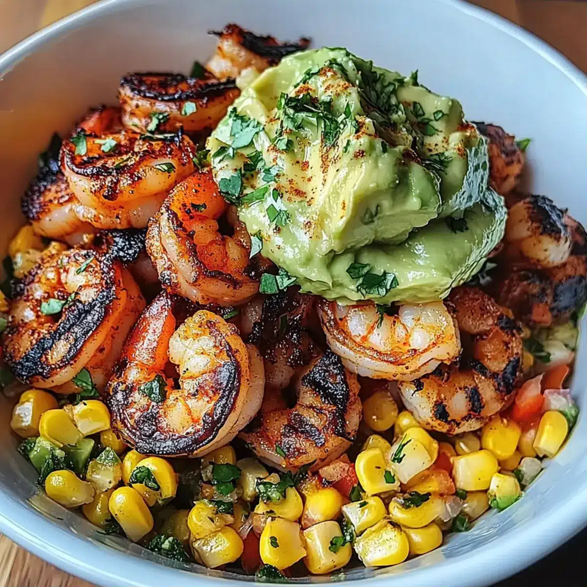 Easy Grilled Shrimp Bowl With Avocado & Corn Salsa