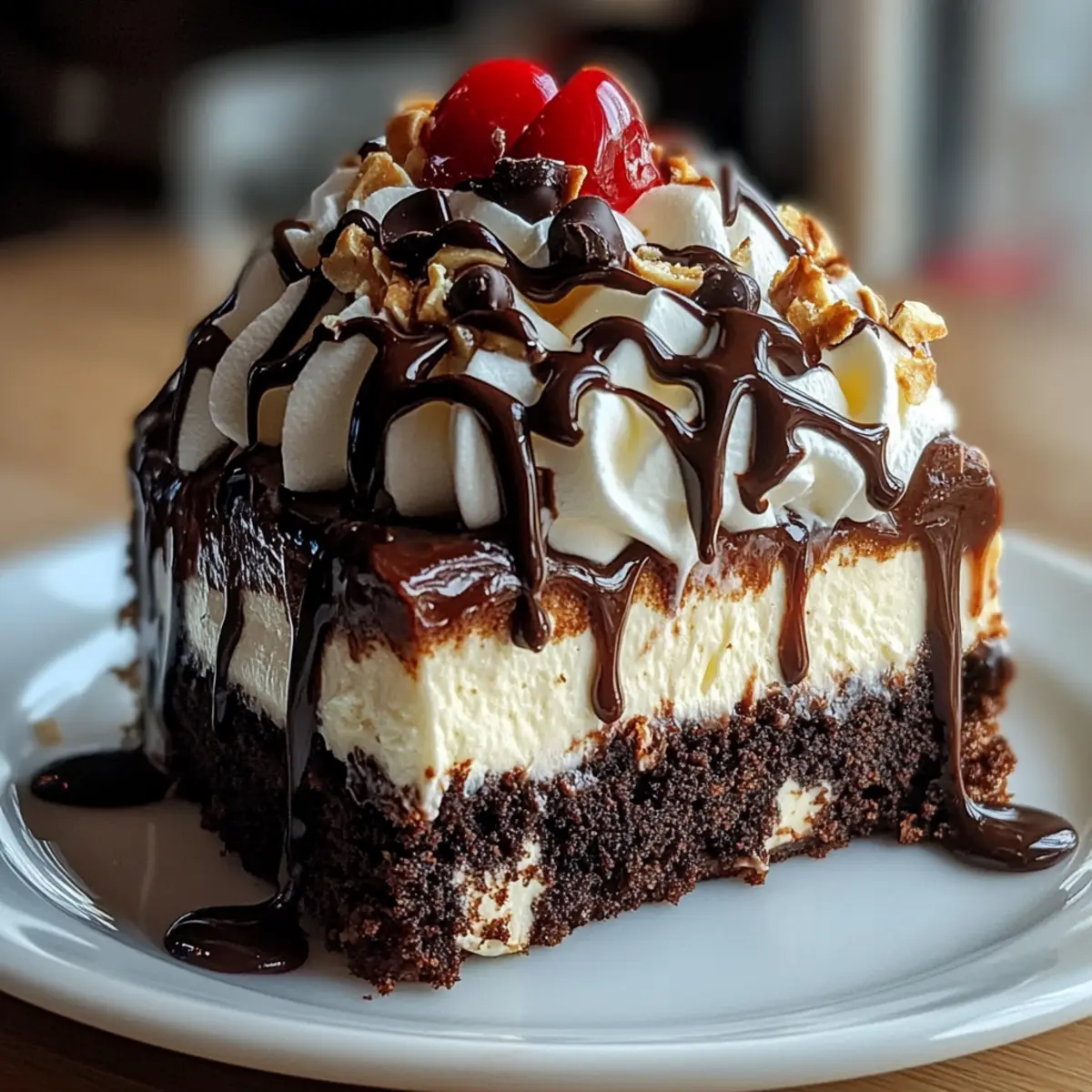 Hot Fudge Sundae Brownie Cheesecake