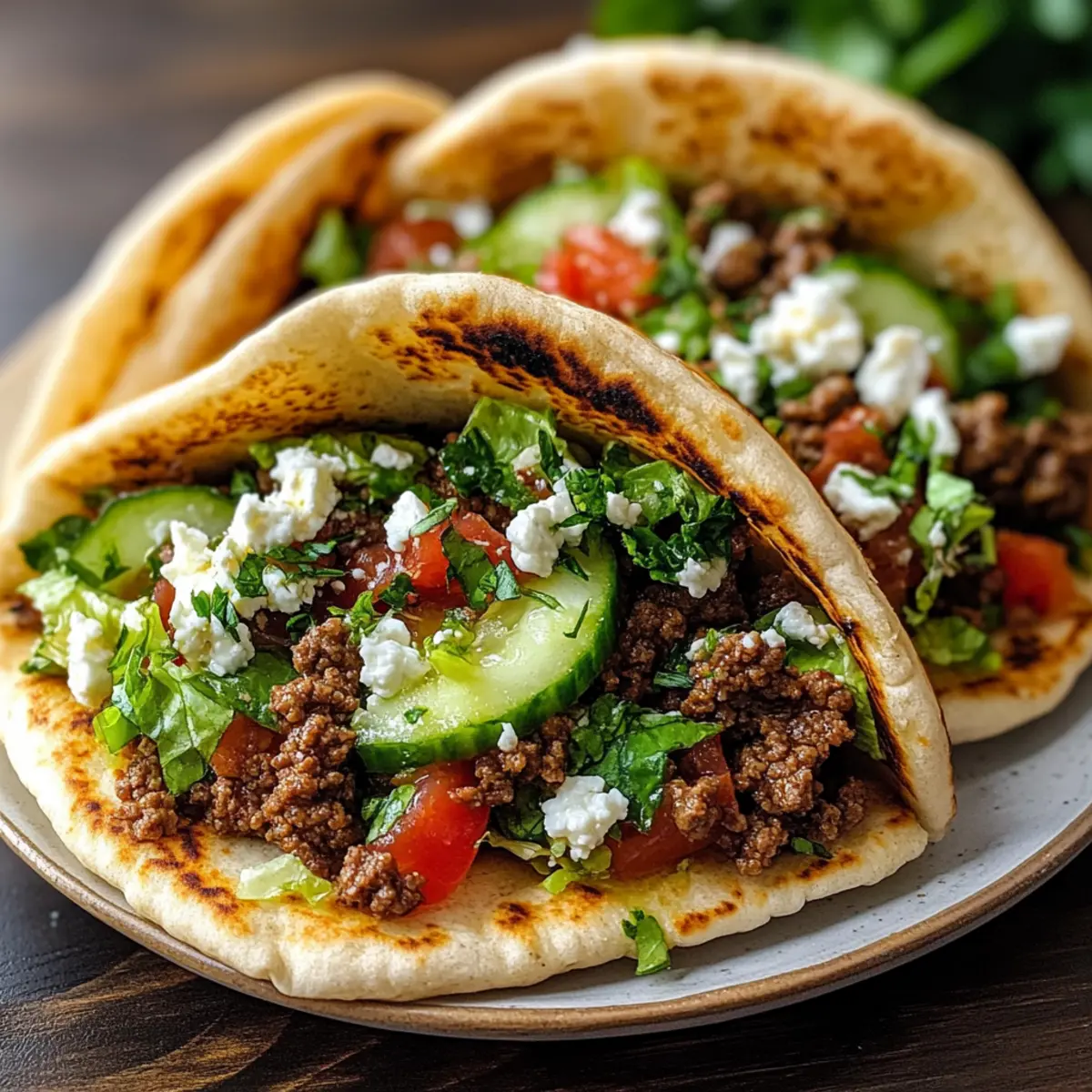 Mediterranean Ground Beef Pita Pockets