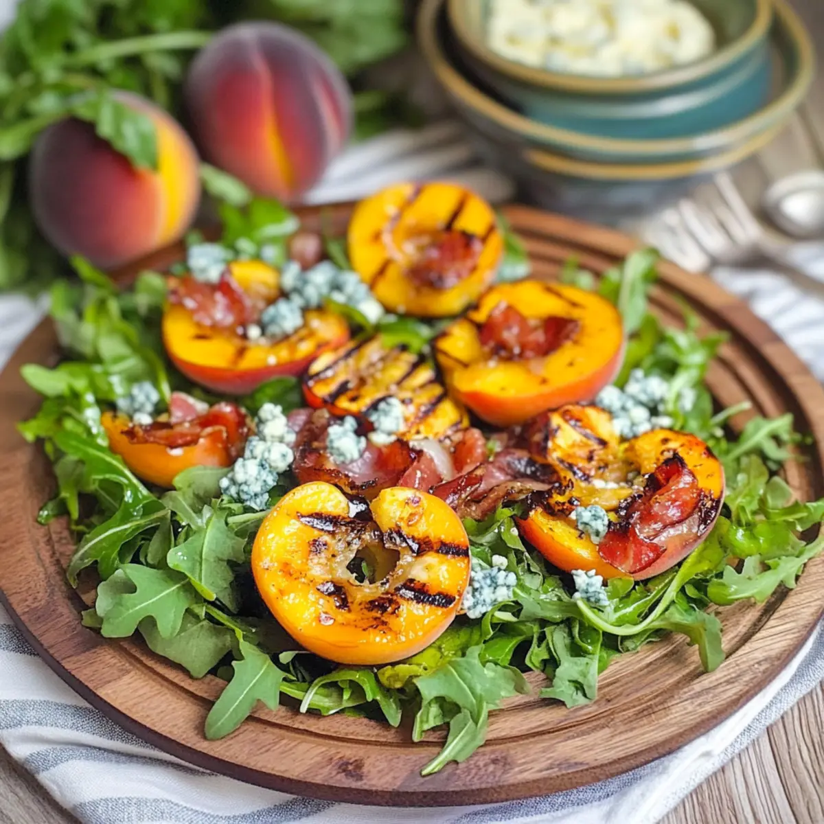 Grilled Peach Salad with Honey Vinaigrette