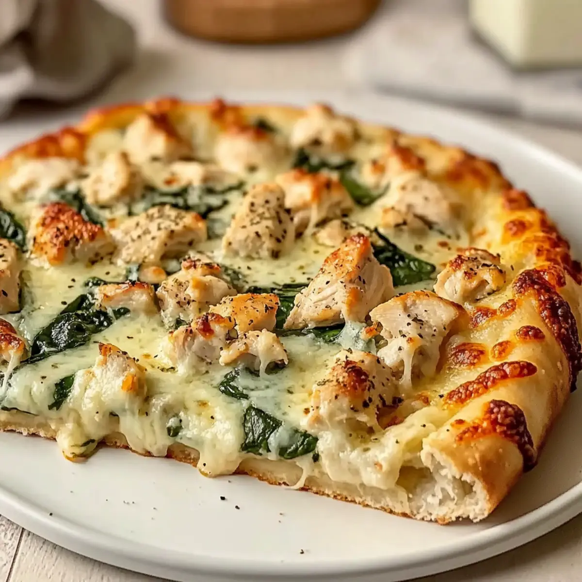 Alfredo Chicken Spinach Pizza