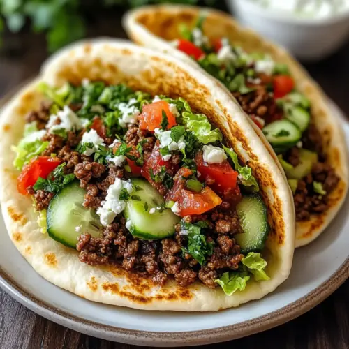 Mediterranean Ground Beef Pita Pockets