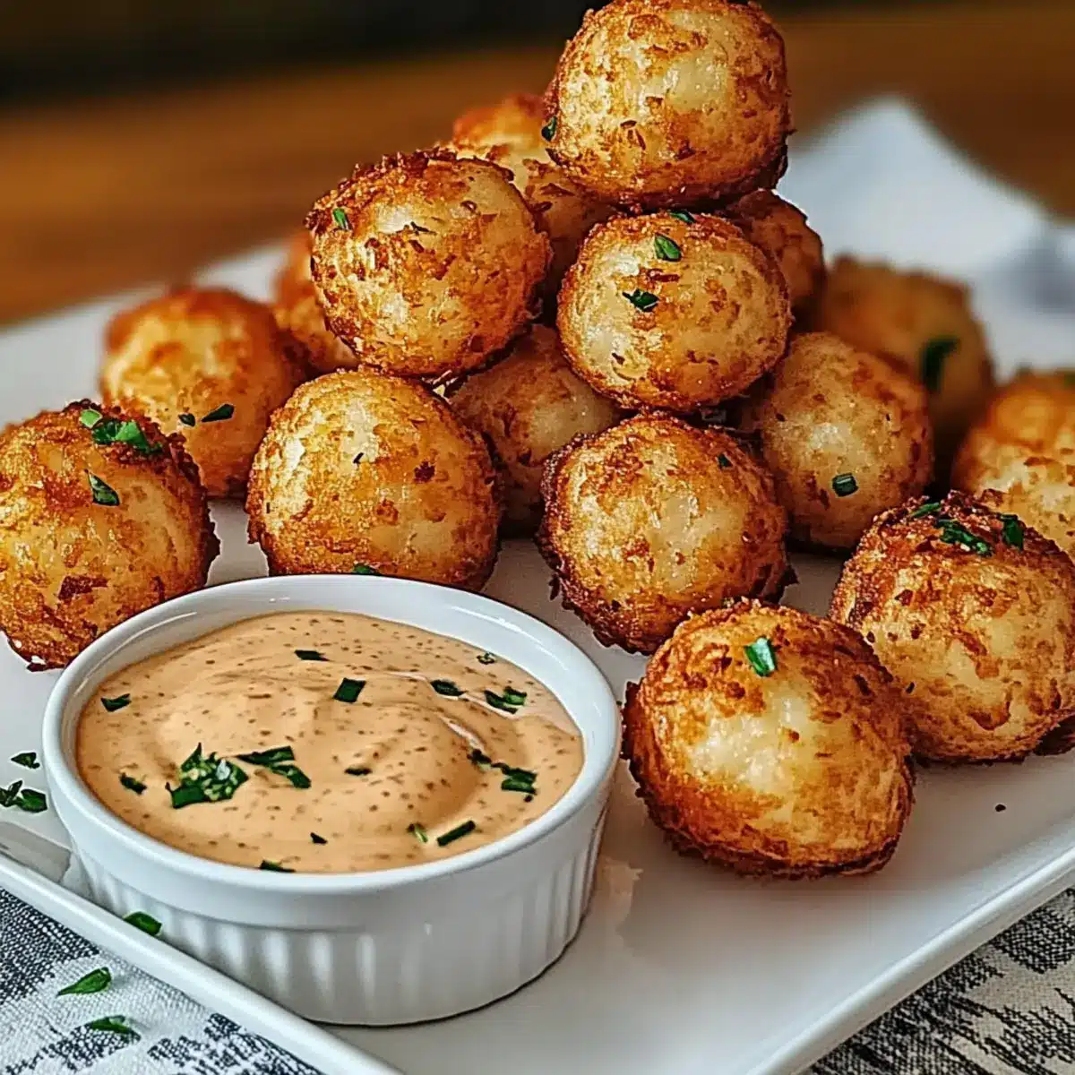 Irresistibly Crispy Deep Fried Onion Balls with Cajun Ranch Sauce
