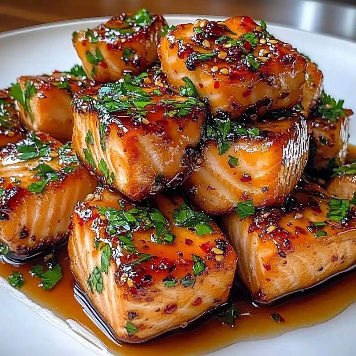 Spicy Sweet Hot Honey Salmon Bites