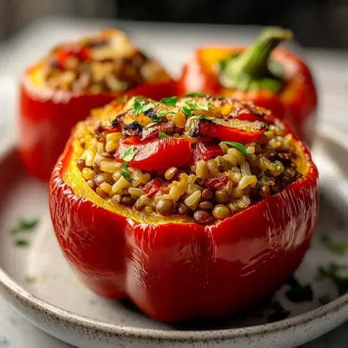 Lentil and Rice Stuffed Peppers