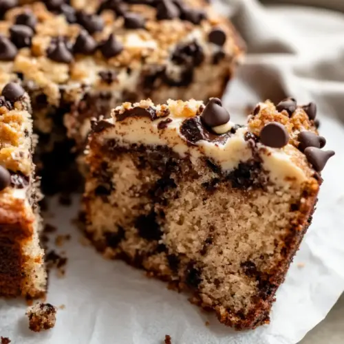 Moist Vegan Chocolate Chip Coffee Cake with Cream Cheese Swirl