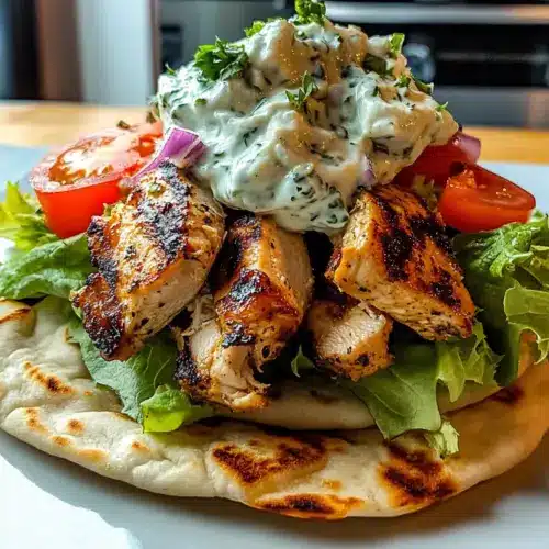 Greek Chicken Gyros with Lemon Herb Marinade & Tzatziki Recipe