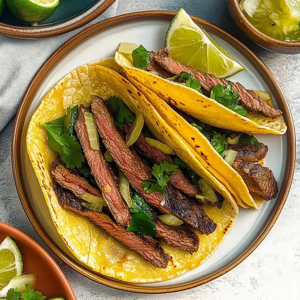 Grilled Onion & Skirt Steak Tacos