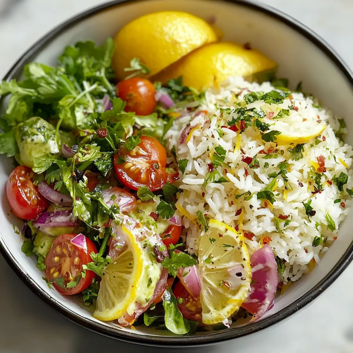 Crunchy Herb Salad with Baked Lemon Rice